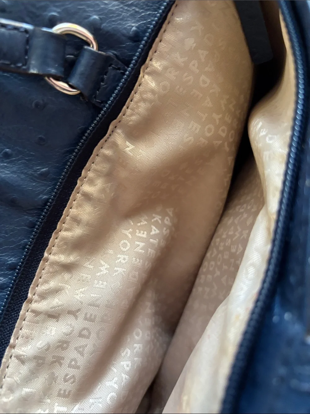 kate spade Navy-Ostrich Leather Shoulder Tote
